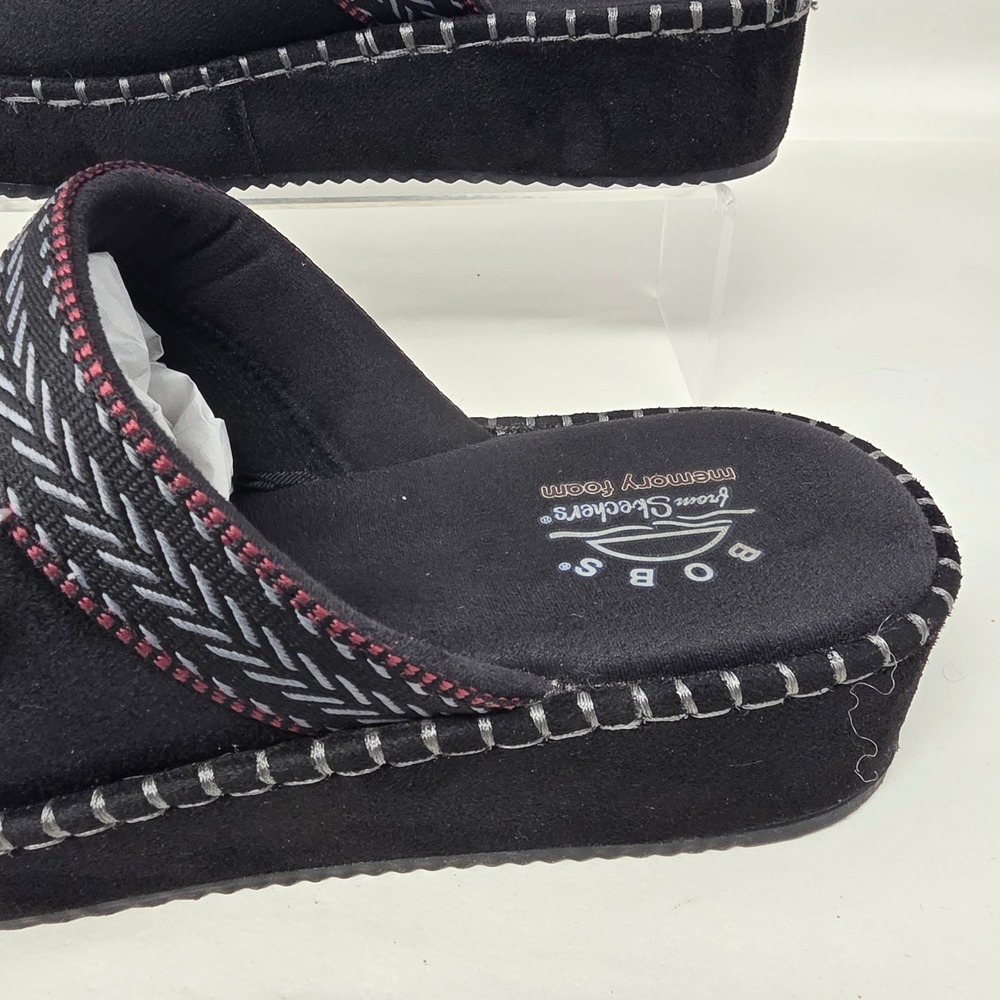 Skechers BOBS Ice Angel Womens 8.5 Black Memory Foam Platform Slipper 114560 - Picture 10 of 16